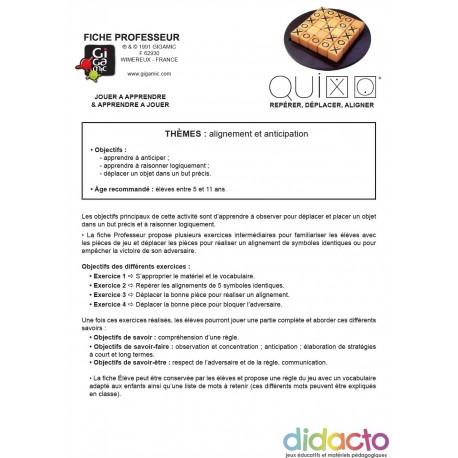 Quixo - Fiche pédagogique