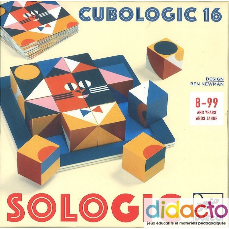 16 cubes en bois et 30 motifs à reconstituer.