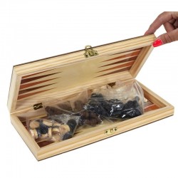 Coffret dames, échecs, backgammon