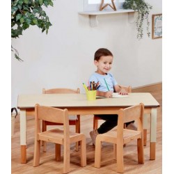 Table rectangulaire pour 6 réglable en hauteur (32 à 53 cm)