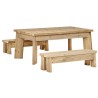 Table rectangulaire et deux bancs