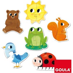 6 Puzzles Animaux 2 pièces