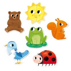 6 Puzzles Animaux 2 pièces